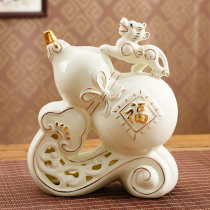 Chinese style lucky gourd town house Feng shui ornaments Ceramic living room wine cabinet Home decoration Housewarming new home gifts