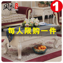 European style fashion living room sofa coffee table Modern simple wooden small apartment with drawers long creative carved tea table