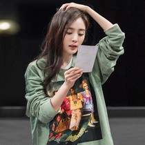 2021 autumn and winter New Stars with round neck loose Joker plus velvet lazy wind clothes ins Super fire tide spring and autumn