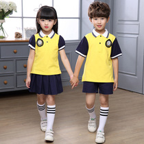 Kindergarten garden clothes Summer 61 childrens class clothes pure cotton yellow graduation photo performance clothes Primary school school uniform suit