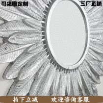 Creative design decorative mirror living room background wall Sun Flower round porch wall hanging retro silver foil meal side mirror