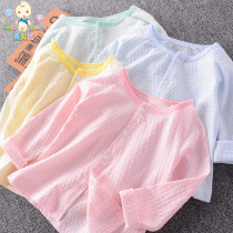Baby long sleeve shirt cotton thin air-conditioned clothing bottomed baby one piece underwear pajamas spring and autumn children cardigan