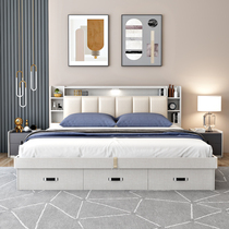 Bed Modern simple high box storage storage double wedding bed Nordic small apartment master bedroom 1 8 meters one meter five beds