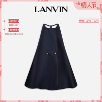 LANVIN Langfan official flagship store new product lady pure-colored mixed-cloved cloak dress