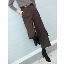JOLIMENT suede Neri with belt straight barrel casual pants woman 2020 autumn winter new retro 100 lap boot pants