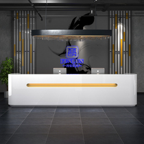 Qinlang Company Front Desk Reception Desk Simple Modern Bar Cashier Paint Curved Front Desk