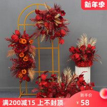 Wedding simulation flower engagement layout decoration road lead row flower hanging flower hanging flower wedding scene fake flower art