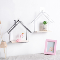 Creative Nordic Wrought iron small house shelf Japanese wall hanging rack Wall decoration Wall decoration Dormitory shop decoration shelf