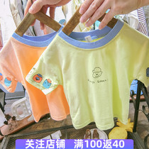 Men and women short sleeve T-shirt 2020 Summer new foreign style Korean childrens base shirt leisure 2 baby cartoon top