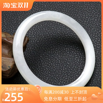 Xinjiang Natural Hetian White Jade Bracelet Small Childrens Jade Bracelet Womens White Round Bar Thin Bracelet With Certificate