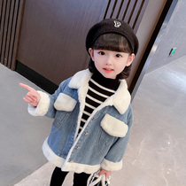 Girls plus cowboy coat in autumn and winter 2022 new gas children dress thick girls in winter clothes
