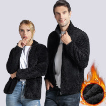 Polar fleece sweater jacket mens fleece double-sided velvet coral fleece female dad plus velvet thickened middle-aged and elderly
