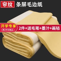 Strip screen thickened curtain pattern raw edge paper Half-raw and half-cooked rice paper Small regular running script cursive creation unqualified creation practice