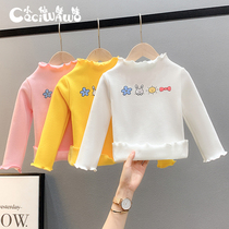 Little Fairy Doll plus velvet T-shirt girl half high collar thick base shirt children one velvet long sleeve winter coat