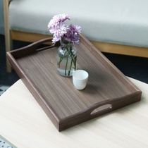 New rectangular black walnut tray water cup snack tea plate creative wooden plate with gripper