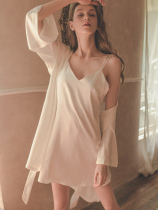 Shangweiman nightgown women Summer Ice Silk thin sexy pajamas backless suspenders skirt silk can be worn in home clothes