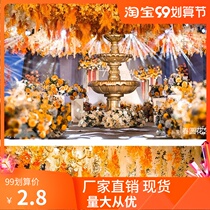 Wedding orange simulation flower wedding hotel auditorium banquet layout decoration orange flower arrangement autumn color fake flower