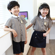 Pure Cotton Elementary School Uniforms First Grade Class Clothes Performance Suit Korean Version Kindergarten Garden Suit Short Sleeve Shirt Summer Tide