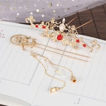 Ancient style headdress hair crown hairpin set handmade girl accessories ancient performance Xianqi step hair accessories Hanfu hair accessories