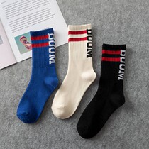 Hip-hop letter socks men and womens socks trend College personality European and American Street Korean basketball socks tide card style