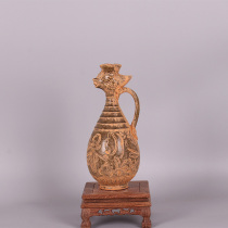 Song Yue Kiln antique porcelain carving pattern chicken head bottle Jingdezhen Vase ornaments antique old goods collection