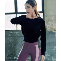 19 autumn and winter new slim and comfortable yoga fitness bodybuilding T-shirt long-sleeved round neck pullover T-shirt