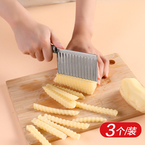 Household stainless steel multi-functional potato knife cutting wolf tooth potato shreds wave knife cutter kitchen potato slicer