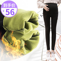 Pregnant women plus velvet leggings winter thickened warm tide mom wear casual leggings Joker belly pants