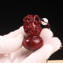 Fu Yunchang Indian leaflet red sandalwood handmade wood carving Fu Lu Pixiu gourd hand handle portable text play toy