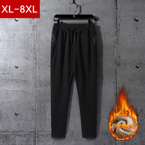 Winter mens Harlan size sports pants flat guard pants loose plus velvet padded casual pants pocket zipper pants