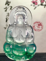 Natural Burmese A cargo ice jadeite plain piece jade Buddha Guanyin jade pendant pendant safe buckle jade rough stone