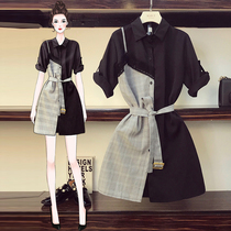  Big woman high-end plus-size womens clothing spring and summer 2021 fat sister age-reducing mind shows thin belly cover-up dress