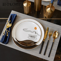 European style simple light luxury Western plate meal buckle steak knife and fork set hotel model room American Table tableware decoration