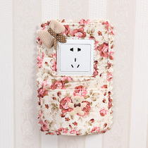 Pastoral hanging bag switch sleeve fabric single switch patch Korean switch cover socket set cartoon lace storage dust cover