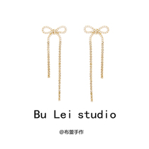 Butterfly Knots Soft-girl JAPAN-JAPAN EAR DECORATION WITHOUT EARBUDS WITH EAR CLIP WOMENS WATER DRILL 925 SILVER EAR NAIL SHINY STONES ORIGINAL JUKU