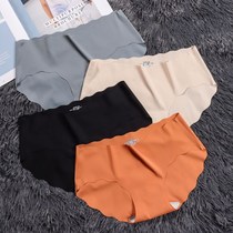 Solid color simple sexy waist underwear Womens incognito Japanese briefs One-piece cotton crotch ice silk pants