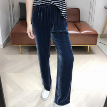 Old guests please close your eyes silk velvet no D comfortable elastic waist wide-legged pants thin 0424B1