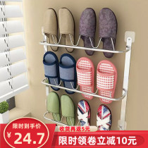 Bathroom trailer rack wall-mounted toilet rack non-perforated stainless steel toilet shoes drain storage artifact