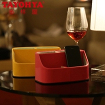 TAYOHYA multi-house charm remote control box Exquisite and fresh dressing storage box PU leather desktop finishing storage box