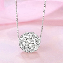 Pure silver 925 pure silver necklace inlaid with silver ball lucky ball necklace with chain sub fashion female money chain