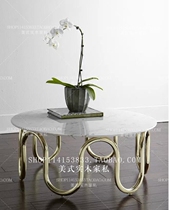 American minimalist modern stainless steel tea table Nordic designer marble round tea table casual tea table coffee table