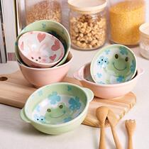 Ceramic king]Japan imported Mino Yaki ceramic Japanese painted cartoon bowl Childrens bowl Rice bowl Soup bowl Binaural bowl