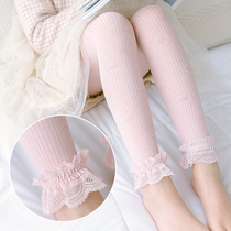 Childrens spring and summer thin hollow girls stockings leggings 3 5 7 8 9-year-old baby princess nine-point tights