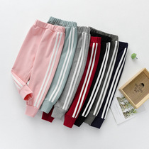 Childrens clothing leisure sports pants 2021 New Korean students children Joker men and women baby wear elastic long pants