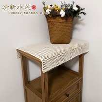 Fresh water lotus hand hook flower cotton nostalgic country literature and art simple hollow woven dustproof decorative cover cloth sofa towel