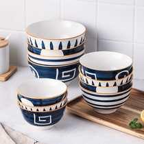 Day Style Meals 10 Fitted Home Rice Bowls glazed Colorful Ceramic Creative Personality ten bowls ten disc cutlery suit