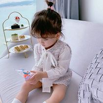 Hong Kong girl girl spring suit new foreign style childrens baby two-piece set small fragrance