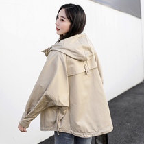 2022 new Korean version Loose Casual Fat Mm bat Falling Shoulder Sleeves slim Tall Subshort Coat Woman Spring Autumn
