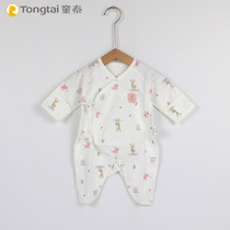 Tongtai baby jumpsuit spring and autumn newborn partial open butterfly ha clothing 0-3 months cotton long sleeve climbing suit