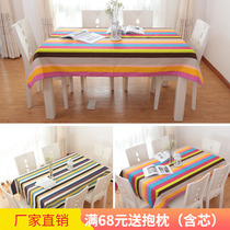 Mediterranean style modern canvas striped tablecloth European style pastoral fabric tablecloth table mat tablecloth tablecloth coffee table cloth